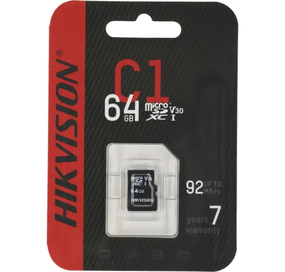 Карта памяти Micro Secure Digital Card (Trans Flash) 64GB HC10 HIKVISION HS-TF-C1(STD)