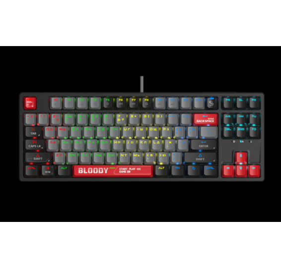 Клавиатура A4TECH BLOODY S87 COMPACT ENERGY RED GAMING MECHANICAL BLMS RED SWITCH RGB KEYBOARD USB US+RUS 