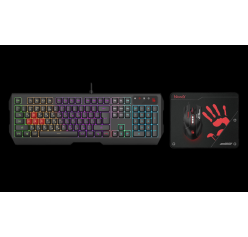 Клавиатура+мышь+коврик игровой набор A4TECH BLOODY B1700 (B140N+ES7+BP-50M) NEON LIGHT GAMING KEYBOARD + MOUSE+PAD USB US+RUSSIAN